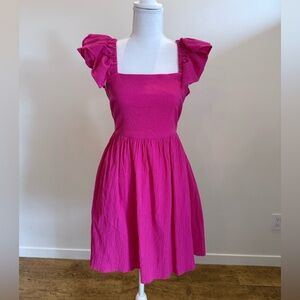 Francesca’s Bella Ruffle Sleeve Dress Size Small Babydoll Coquette Girl Coastal